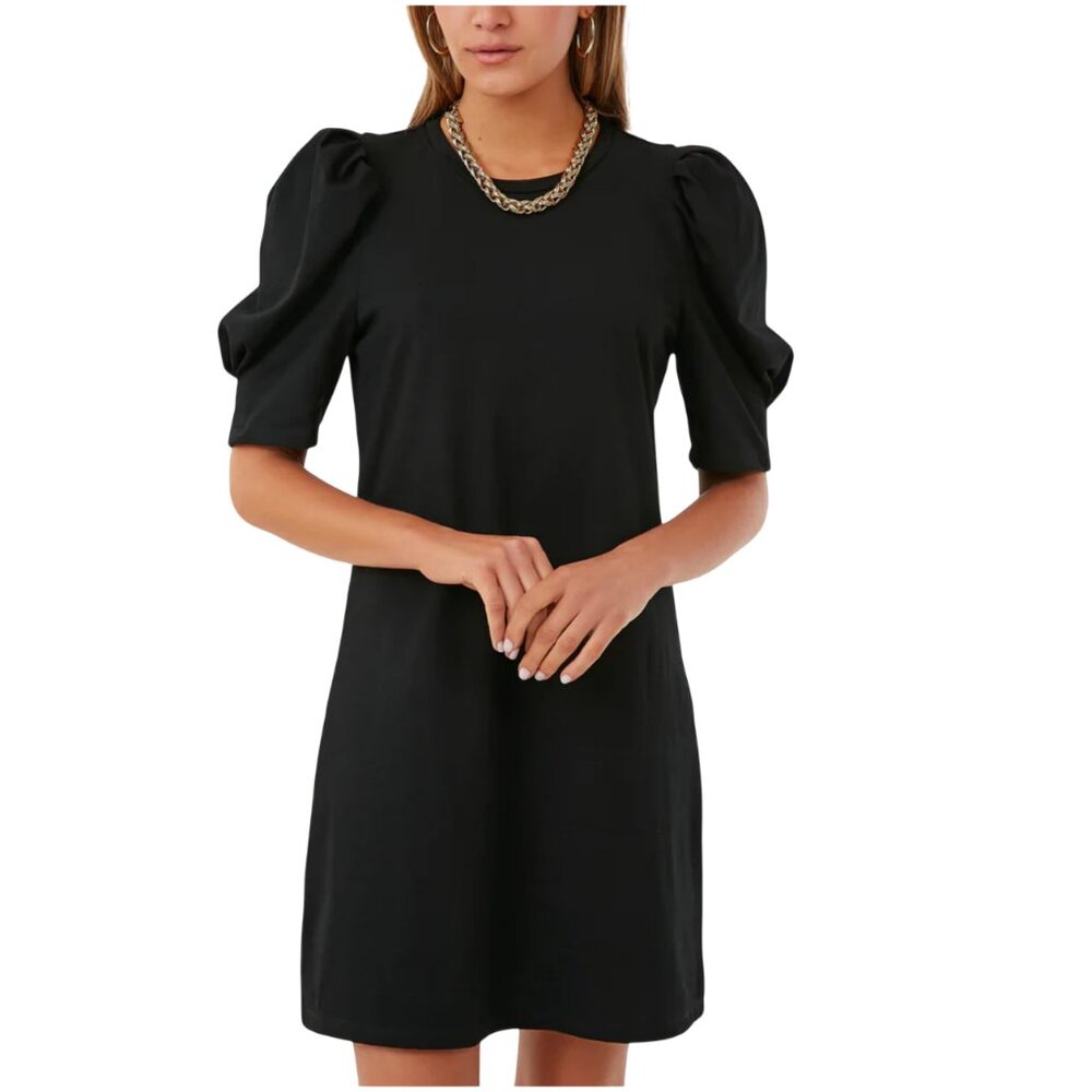 Tuckernuck Stella Dress black XS t-shirt short puff sleeve Pomander Place cotton